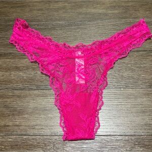VICTORIA'S SECRET VERY SEXY VS High Leg Thong Panty Pink Lace X-Large NWT